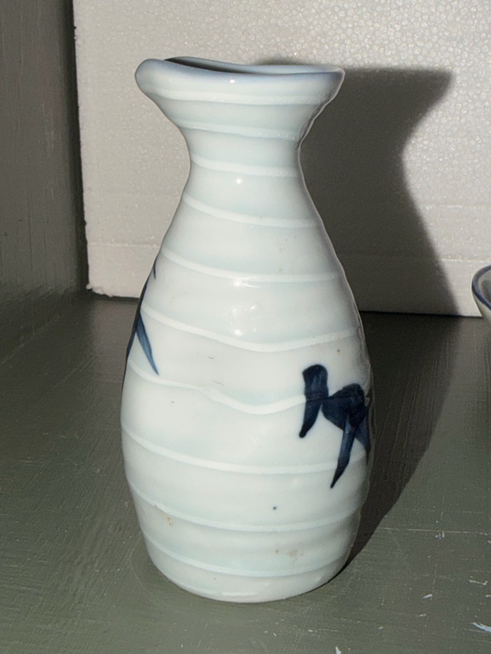 Vintage Japanese Style Ceramic Sake Bottle Blue Design - Picture 2 of 4